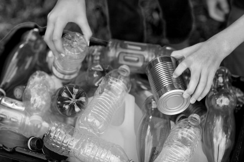 Community members participating in recycling